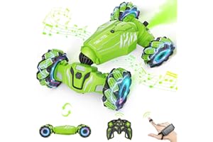 Dysaim Coche Teledirigido Niños, Coche Teledirigido con La Mano, 360°De Rotación Drift Coche Control Gestual,2 Baterías Recargable, 2.4Ghz RC Stunt Car Navidad Regalo para Niños de 6 8 10 12, El Verde