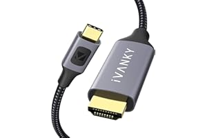IVANKY Câble USB C vers HDMI 4K@60Hz, Câble Type C HDMI,pour iPad Pro 2020, MacBook Pro 2020, Samsung S20, Huawei P40/Mate40,Dell XPS 15/13,Microsoft Surface Book 2.etc - 2m