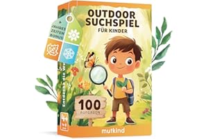 MUTKIND® 50x Entdeckerkarten für Kinder (ALLE 4 Jahreszeiten) - Spannendes Suchspiel zum Natur entdecken - 100 Aufgaben - Outdoor Spiele für Kinder - Geschenk Junge und Mädchen ab 4, 5, 6, 7, 8 Jahre