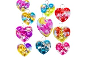 VICTGAME 30 pcs Rainbow Classroom Studenti Premio regalo e bomboniere per feste di compleanno, Mini Pop Cuore Fidget Portachiavi Bolla presente per bambini Ragazzi Ragazze