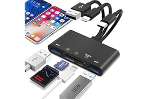 HOURUNTAIL 5-in-1 Lightning zu SD Kartenleser für iPhone[Apple MFi Certified], Speicherkartenleser&USB OTG Adapter, USB C und USB A Geräte mit Micro SD & SD Karten Slots, Unterstützt SD/Micro SD/SDHC/SDXC/MMC