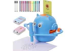 Maycoly Drawing Robot for Kid Educational Drawing Robots Toy with 100 cards Interactive Educational Toy for Children Montessori Painting Learning Toy for Kids 3+ Blue