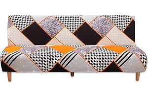 jianyana Universel Housse Canapé Extensible sans Accoudoir, 3 Places Couverture de Canapé pour Banquette Clic Clac Pliant sans Accoudoirs, Protection de Canapé Salon, marbre