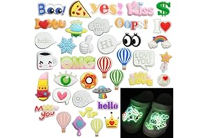 WUERKIYA Colgantes de zapatos de PVC, 38 piezas, colgantes de zapatos que brillan en la oscuridad, decoración de zapatos de PVC para zapatos, decoraciones, pulseras, fiestas infantiles, adornos de regalo