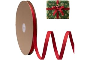 FAKILO Nastro Velluto Vintage Rosso Bifacciale 10mm x 27m (30 Yard) - Nastro Natalizio per Artigianato, Addobbi Albero, Regali, Fiocchi, Matrimonio, Fai da Te