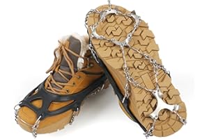 Bingyouth Ice Klampen Steigeisen, Grödel Steigeisen für Bergschuhe, Verdickte Schuhkrallen aus Edelstahl Anti-Rutsch Schuhspikes für Damen Herren für Wandern Klettern Angeln