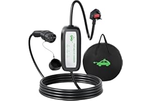 FNRIDS EV Charger Cable Type 2 to 3 Pin Plug 10 Meter,13A Electric Car Charger, Max. 3.3KW Type 2 EV Charging Cable 3 Pin with LED Indicator & Carry Bag, for Type 2 EVs and PHEVs