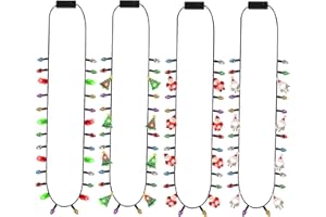 Bindokun Christmas Light Necklace - Blinking Necklace with Bulbs, Christmas Necklace Light Up Party Decor for Adults | Ideal for Holidays, Birthday, Carnival & Events, 4-Pack