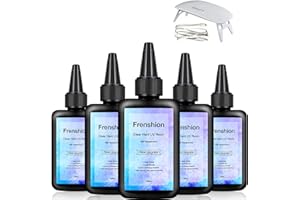 FRENSHION 5X100ML Mejora tipo duro Resina epoxi cristalina transparente, pegamento UV Curado ultravioleta, curado solar Resina activada por la luz solar Pegamento adhesivo transparente + Mini lámpara