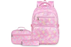 FRONET Zaino Scuola Media Superiore Ragazzo Ragazza, Set per la Scuola Borse Elementare Bimbo Bambina Bambino, Zaini Casual Scolastici per 15.6'' PC Portatili, Zainetti per Bambini Ragazzi Grande Daypack