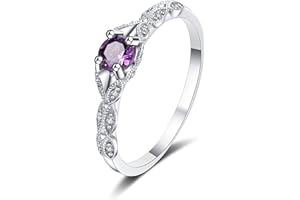 Bellitia Jewelry Bague Argent Femme 925 avec Améthyste Violette, Cadeau pour Fiançailles, Anniversaire, Fête des Mères, Saint-Valentin, Petite Amie, Anneaux avec Pierre de Naissance