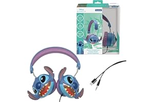 Lexibook, Disney Stitch, Przewodowy Zestaw Słuchawkowy Stereo Stitch 3D, Składany, Ograniczona Moc Dźwięku, HP015D