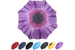 YumSur Parapluie Pliant, Automatique Ouverture et Fermeture Résistant à Tempête Compact Léger Parapluie de Voyage pour Homme et Femme,Violet Daisy Impression