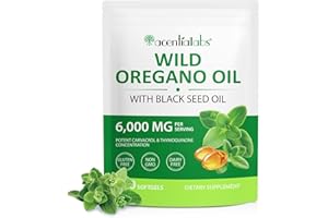 WEIWEILA Capsules d'huile d'origan 120 gélules, Oregano Oil Capsules d'origan bio végétaliennes - 2 en 1 6000 mg d'huile d'origan avec 200 mg d'huile de nigelle, soutien digestif