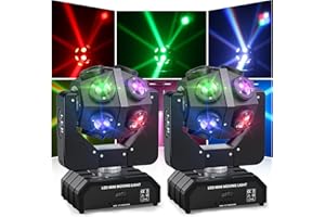 WZYBUTA 150W Cabeza Móvil RGBW 4 en 1 Luz de Foco Móvi 360° - Drehung DJ Luces DMX512 Led Strahler con tono de activación para iluminación de escenario Fiesta Disco Club Boda Beweglich Kopf Luces - 2 piezas