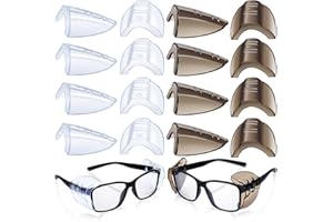 FRIENDA 8 Pares Protectores Antideslizantes Laterales de Gafas de Seguridad Protector Transparente Se Adapta a Anteojos Medianos Pequeños Agregue Más Protección a Gafas Seguridad (Transparente y Negro)