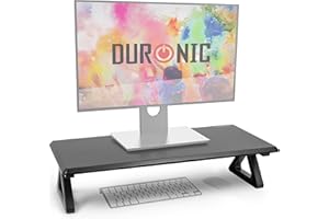 Duronic DM06-1 BK Supporto Monitor da Scrivania 62x30cm,Rialzo Ergonomico per Laptop, PC e Schermo, Alzata 15cm, Supporto Monitor e Portatili fino a 10kg Nero per Home Office Ufficio o Gaming