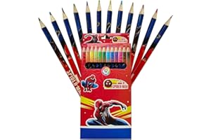 MODALI Crayons de Couleur Spiderman, Assortiment 12 couleurs, Feutres de Couleurs pour les Enfants Fête D'école, Fête D'anniversaire, Cadeau de Noël