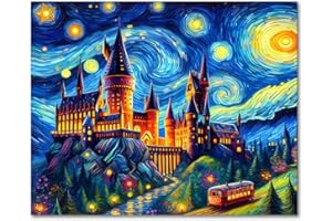 TISHIRON Malowanie według liczb, zestaw do samodzielnego montażu dla dorosłych, magiczny zamek, malowanie według liczb, malowanie według liczb, dla dorosłych, rzemiosło artystyczne, 40 x 50 cm (bez