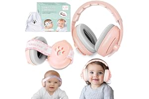 Dekukar 2-in-1 Gehörschutz Baby & Kleinkinder bis 48 Monaten - Baby Kopfhörer Lärmschutz mit Verstellbarem ANTI-SLIP Kopfband, gegen Gehörschäden & Verbessert den Schlaf Rosa