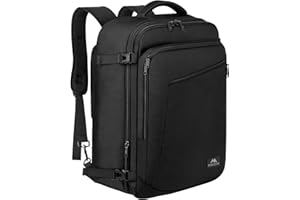 MATEIN Bagage Cabine 55x35x25, Sac à Dos Voyage Cabine Avion Compatible avec Air France, 50L Grand Sac a Dos Valise Homme Femme, Imperméable Travel Backpack pour Scolaire Travail Loisir École, Noir