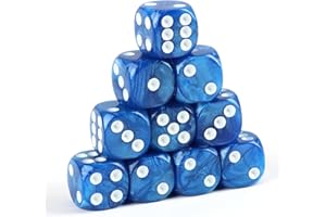 FOGBUSH D6 Poliedro Dados, 10 Piezas Azul Negro 16mm Dados de acrílico para DND Dados RPG MTG Tabletop Juego de Dados Set