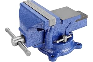 CROWNSHOP Bench Vice for Workbench Bench Vise with 360 Degrees Swiveling Table Vice Base Cast Iron Workshop Vise for Workshop Factory (5 Inch)