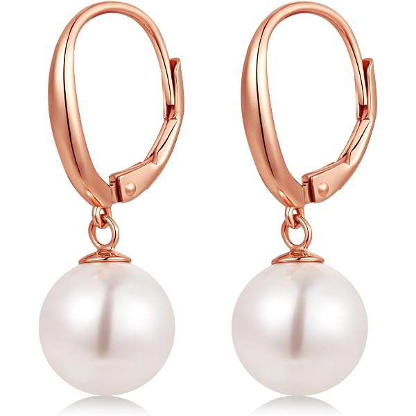 Valero Pearls Damen Perlencreolen Aus 925/- Sterling Silber Mit Süßwasser- Zuchtperlen Reisförmig 5-6 Mm Weiß Creolen Perlenohrschmuck Stecker