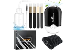 DNSGOOR Ventilador de Pestañas,56 PCS Kit Extensión de Pestañas,Mini USB Extensión de Pestañas de Aire Acondicionado,Cepillo de Pestañas Desechable,Cepillos de Champú de Pestañas,Apretar la Botella