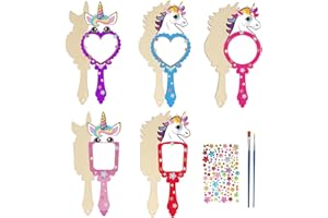 Matogle 10 Kits Bricolage Miroir Licorne en Bois - Loisirs Créatifs pour Filles - DIY Miroirs à Colorer avec Pinceaux pour Activité Manuelle Fête Anniversaire Licorne Cadeau