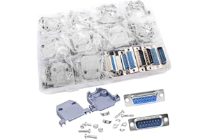 VISSQH Conector DB15 Serie RS232 D-Sub 15 Pines Carcasa Placa Ruptura Macho Hembra 20 Piezas