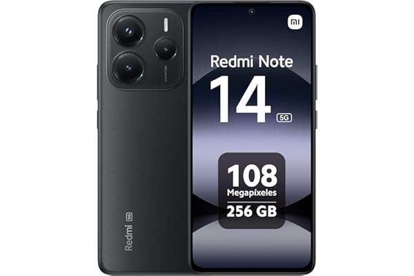 XIAOMI Redmi Note 14 5G - Smartphone de 8+256GB, Pantalla de 6.67" AMOLED FHD+ 120Hz, MediaTek Dimensity 7025-Ultra, cámara de 108MP, 5110 mAh, Cargador no Incluido, Negro (Versión ES)