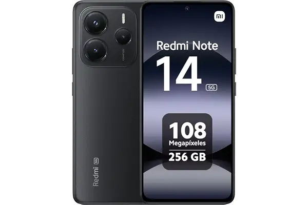 XIAOMI Redmi Note 14 5G - Smartphone de 8+256GB, Pantalla de 6.67" AMOLED FHD+ 120Hz, MediaTek Dimensity 7025-Ultra, cámara de 108MP, 5110 mAh, Cargador no Incluido, Negro (Versión ES)
