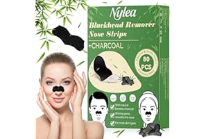 NYLEA Mitesserentferner Strips 80 Stück – Tiefenreinigende Porenpflaster mit Aktivkohle für Gesicht und Nase, Entfernt Verstopfungen und Überschüssigen Talg