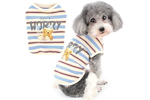 Zunea Estiva Magliette per Cani Piccola Taglia Cuccioli Gilet Vestiti T-Shirt di Base a Righe in Morbido Cotone Traspirante Senza Maniche Canotta Camicie Abbigliamento per Chihuahua Yorkie Rosso L