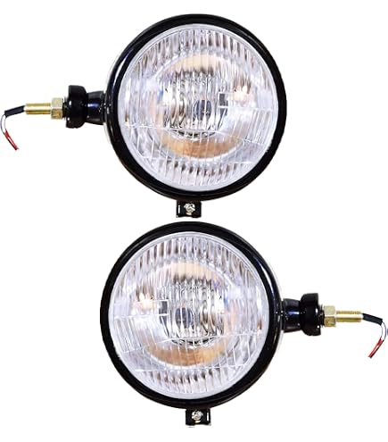 Phares De Tracteur – Compatibles Ford 2N/8N/9N, Massey Ferguson, Case IH | Ampoules 12V, Couleur Grise