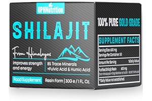 UPHSMILE Organic Shilajit Resin - Gold Grade Pure, Rich in Fulvic & Humic Acid, Minerals, Immune System & Vitality Booster, Vegan