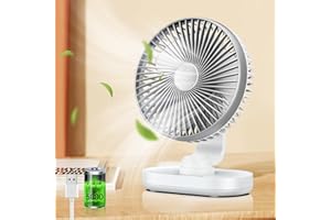 Urmaxs Ventilatore da Tavolo Portatile USB Ricaricabile da 7000mAh,Ventilatori Potente con Autorotazione a 150°，Ventilatore Tavolo Silenziosocon 4 Velocità,Piccolo Fan (Argento/5000mAh)