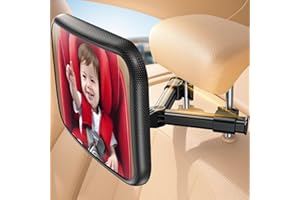 Lamicall Espejo retrovisor para niños – [2025 gancho triangular] 100% irrompible, rotación 360° y 45° inclinable, con 175° visión clara, espejo coche bebé asiento trasero súper estable