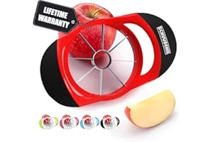SCHVUBENR 3.5 Inch Apple Slicer - Professional Apple Cutter - Stainless Steel Apple Corer - Super Sharp Apple Slicer and Corer - Apple Tool with 8 Sharp Blades(Red)