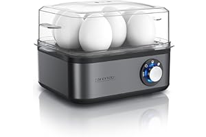‎ARENDO Arendo - Eierkocher Edelstahl für 1 bis 8 Eier - Egg Cooker - 500 W – Kontroll Leuchte – Drehregler für drei Härtegrade - spülmaschinengeeignet | Cool Grey