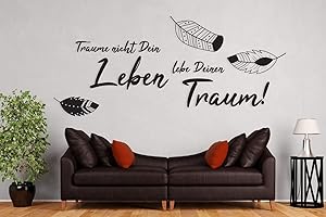 ‎TJAPALO tjapalo® a29 Wohnzimmer wandtattoo träume nicht dein leben sondern lebe deinen traum wandtattoo zitate und sprüche, Farbe: dunkelgrau, Größe: B160xH58cm