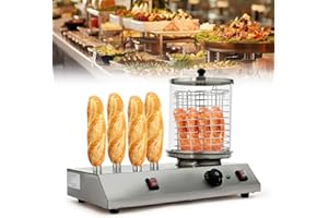 DIFU Hot Dog Maker 30-110 °C Profi Bockwurstwärmer Würstchenwärmer Würstchenkocher Edelstahl Bockwurstkocher mit 4 Heizspießen