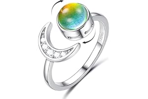KALVICA 925 Sterling Silber Fidget Spinner Ring für Damen Temperatur Emotion Ringe Farbwechsel Ringe Verstellbare Stimmungsringe Anti Stress Ring für Frauen Mädchen