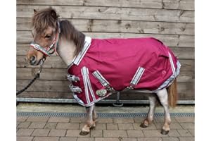 RUGGLES EQUESTRIAN Ruggles Lightweight No Fill Turnout Rug for Shetland Pony Donkey Section A Miniature Horse | Waterproof Breathable Teflon Coated Outer | Ideal for Warmer Showery Days (2' 9", Red Plum)