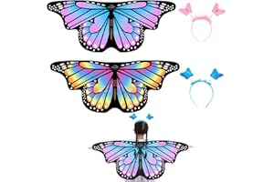 AffeGifts Schmetterlingsflügel Kinder, Schmetterling Kostüm Kinder mit Stirnband Feenflügel Kinder Schmetterling Umhang Kinder Schmetterling Flügel für Mädchen Fancy Kleid Party Play 3-8 Jahre Alt
