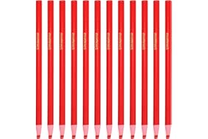 NUOBESTY 12pcs Peel Off China Markers Grease Pencils Wax Pencils Crayons Pencils for Metal Glass Fabric (Red)