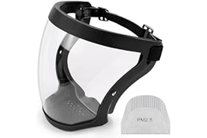 TUZHE Protezione integrale per il viso Antiappannamento Visiera di protezione completa in plastica trasparente con cinturino regolabile per adulti