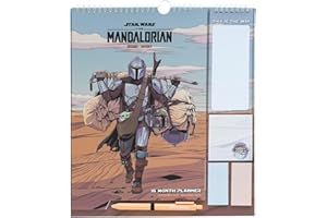 GUPO ERIK Grupo Erik Star Wars The Mandalorian Wall Calendar 2024 | Monthly Planner 16 Months Sep 2023 - Dec 2024 | 11.8 x 13.4 inches / 30 x 34 cm | Mandalorian Gifts | With Stickers/Pen/Shopping List