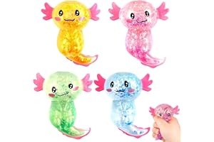 Axolotl leksak, 4 stycken Axolotl Squeeze Toy, djurklämleksak, stresslindring squishy-boll, stretchaxolotl antistressboll, anti-stressleksak för vuxna och barn, för fest, födelsedag